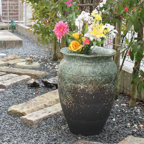 ポイント10倍]信楽焼 大きな 花瓶 灰釉 窯変 18号 おしゃれ 大壺 つぼ