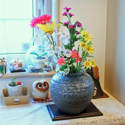 信楽焼 花瓶 白斑点 丸 7号 おしゃれ 一輪挿し 小さい 花入 北欧 陶器