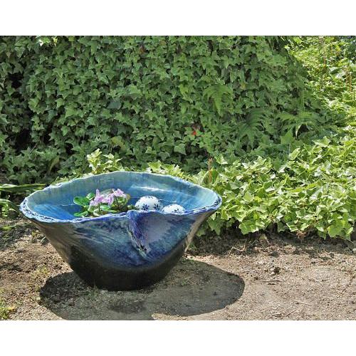 ポイント8倍]信楽焼 睡蓮鉢 青白流しひねり 17号 陶器 メダカ鉢