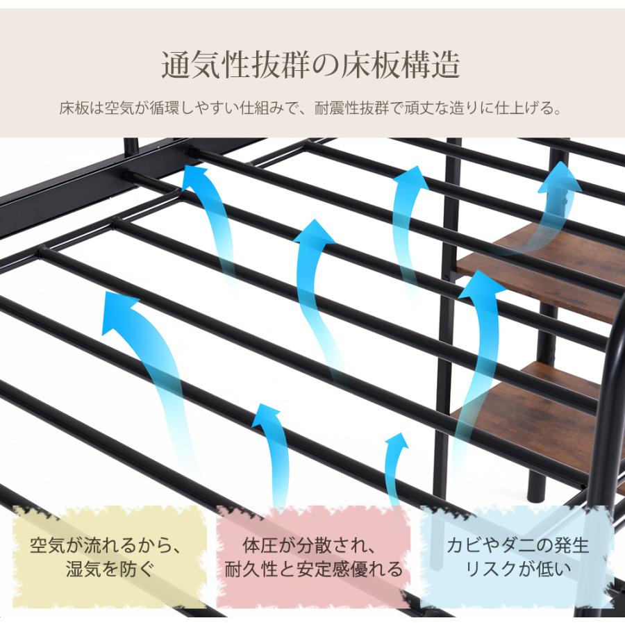 BTM ロフトベッド シングル パイプベッド ロータイプ 収納付き 収納棚