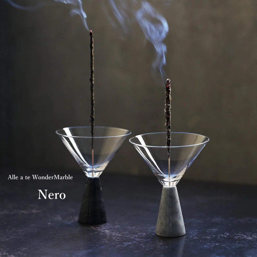 天然大理石 ガラス インセンスホルダー Alle a te WonderMarble Nero