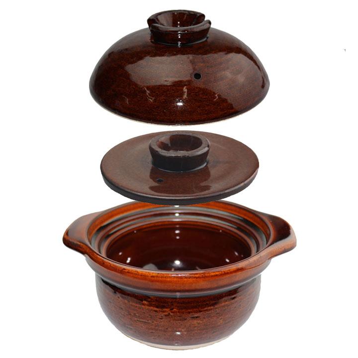 長谷園 ( 藍花 × 長谷園 藍花のかまどさん 三合炊き ) コラボ 茶 伊賀