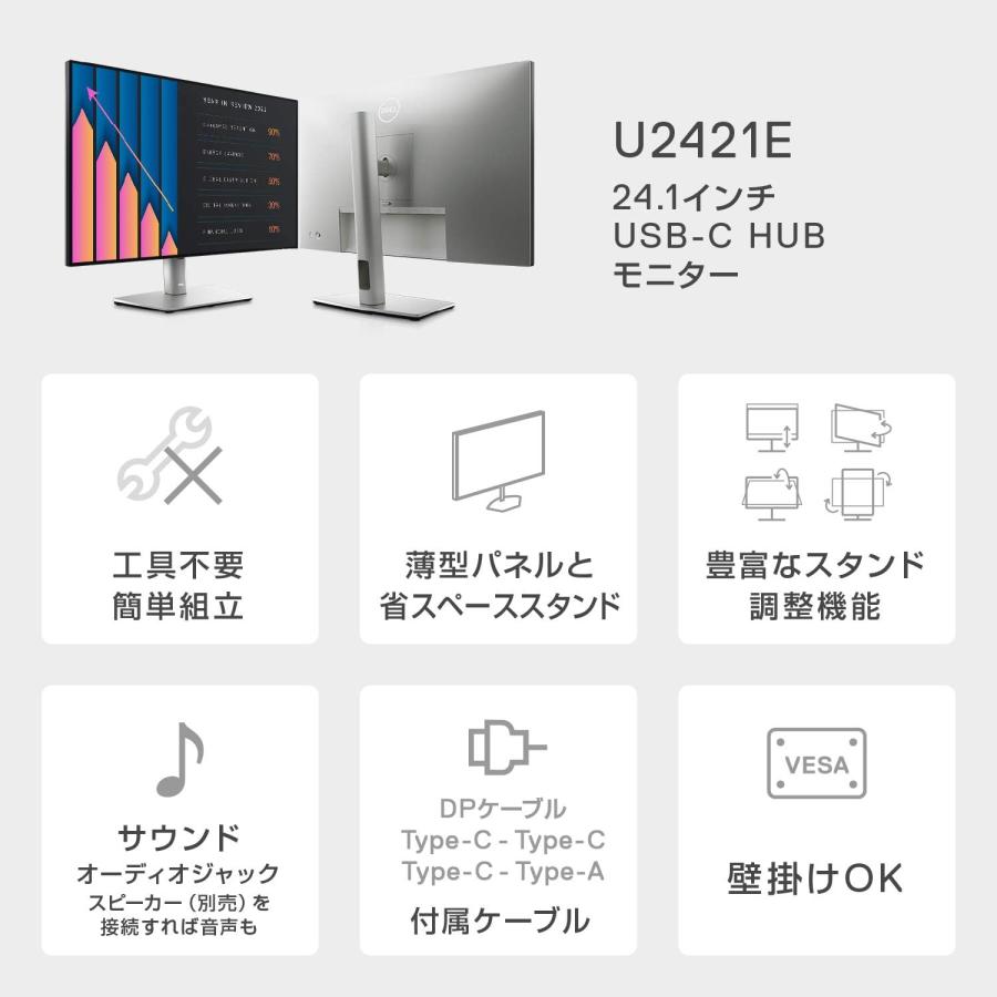 DELL（デル） モニター U2421E 24.1インチ WUXGA IPS 16:10 非光沢 USB