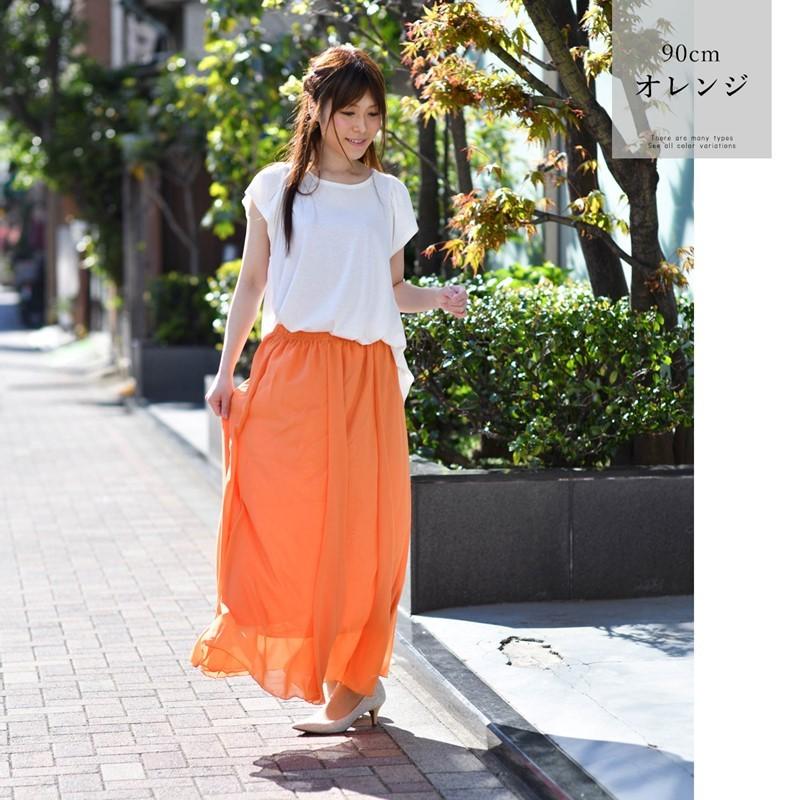 ロングスカート 夏 春夏 フレア シフォンスカート ロング シフォン