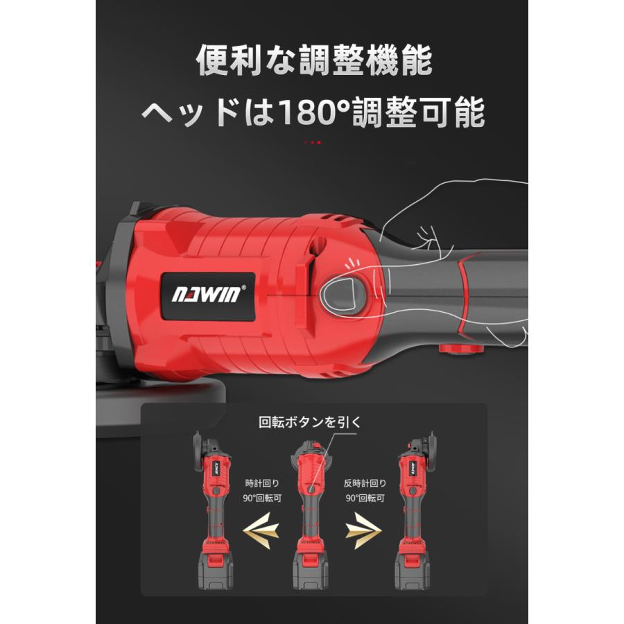 NAWIN 20V充電式ディスクグラインダー 4.0ahリチウム電池2個付 砥石