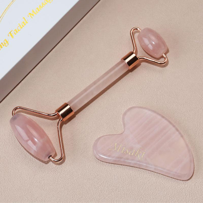 美顔ローラー かっさ カッサ ローズクォーツ 天然石 名入れ Rosealia