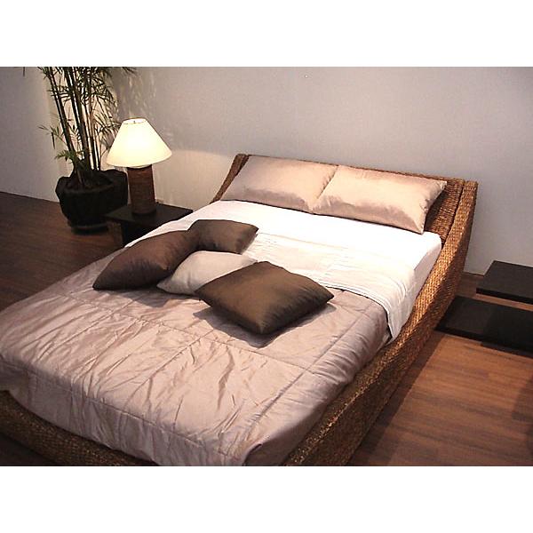 アジアン 高品質 ウォーターヒヤシンス ダブル ベッド ローベッド バリ