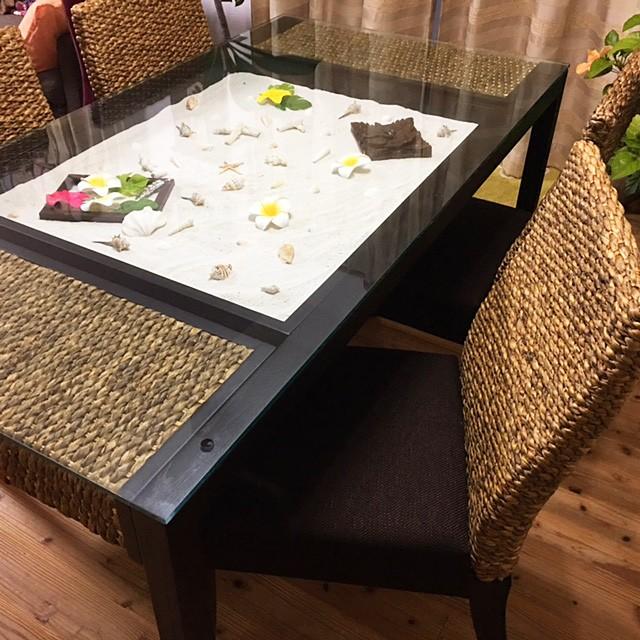 ダイニングテーブル 食卓 4人用 ガラス 天板 高品質 ウォーター