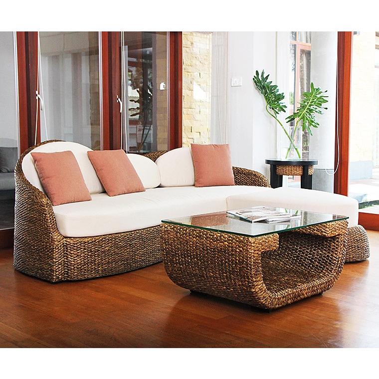 ソファー 高品質 ウォーターヒヤシンス カウチ コーナー ソファ 3P