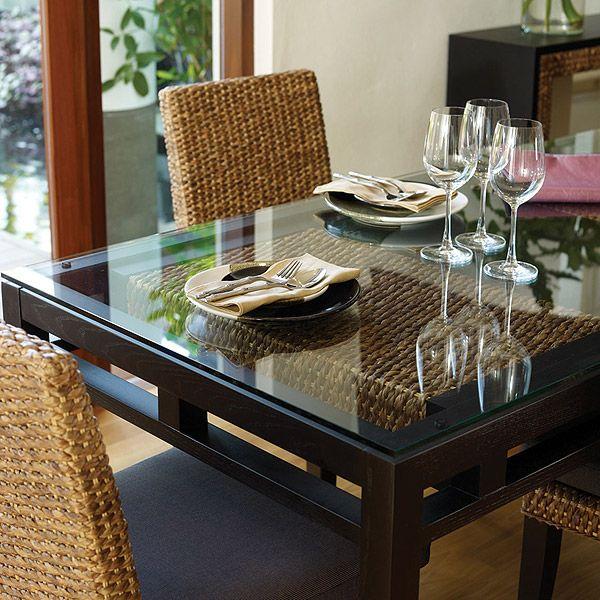 大型 ダイニング テーブル ガラス 天板 高品質 ウォーターヒヤシンス