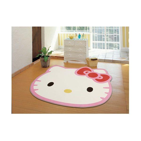 ハローキティ ラグ 顔型 マット 約160x180 フェイス : カーペット ラグ