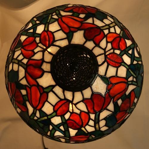 ティファニーランプ・チューリップ 14インチ : ステンドグラス七色