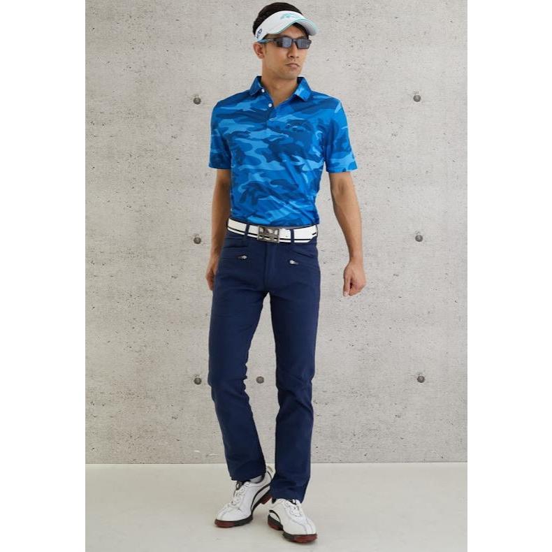 ゴルフウェア メンズ ゴルフシャツ ストレッチ 半袖 プリントシャツ 夏