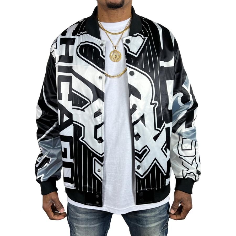 ホワイトソックス サテン ジャケット スタジャン WHITE SOX 白 黒