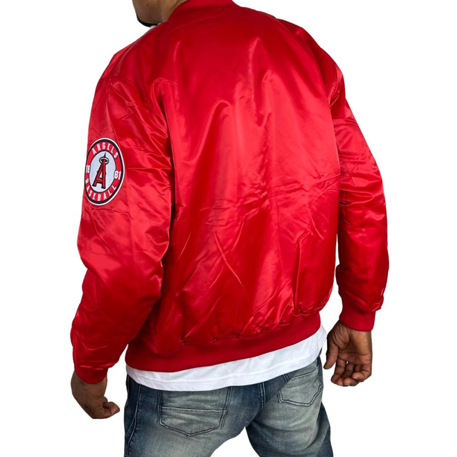 エンゼルス サテン ジャケット スタジャン ANGELS 赤 レッド MLB プロ