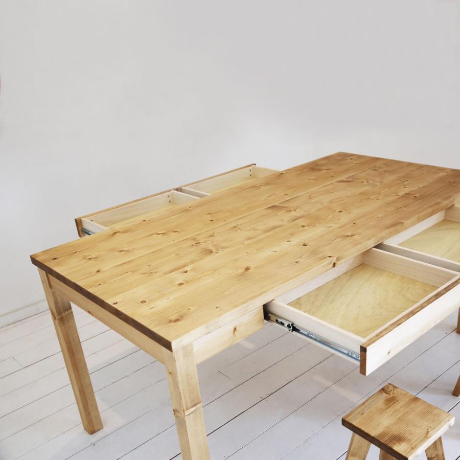 NEALD ダイニングテーブル 引き出し 両側 食卓 単品 幅160 無垢 北欧