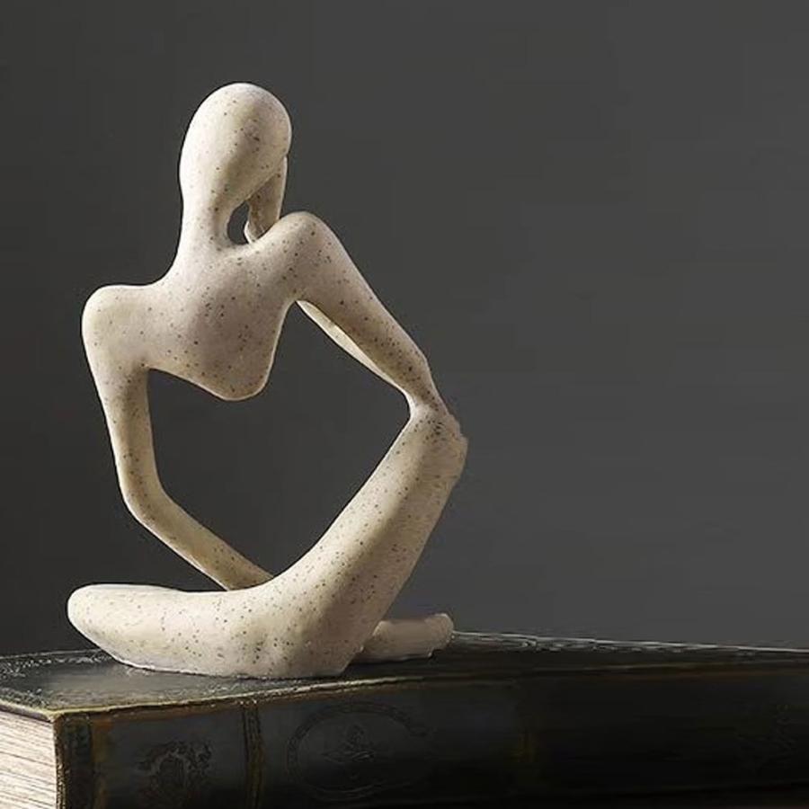 オブジェ 抽象彫刻 アート 砂岩 考える人 物思いに耽る 現代アート