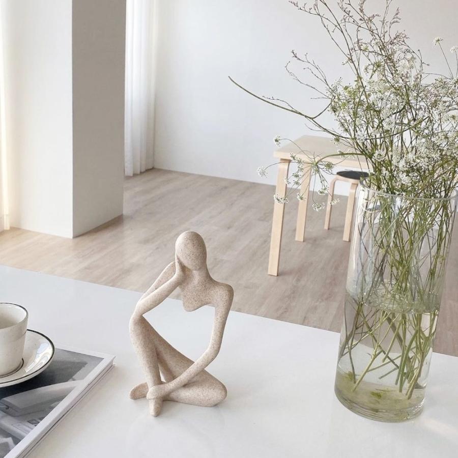 オブジェ 抽象彫刻 アート 砂岩 考える人 物思いに耽る 現代アート