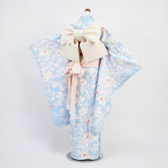 七五三 着物 7歳 フルセット 購入 販売「水色地に白の花柄」 〔zu〕 七