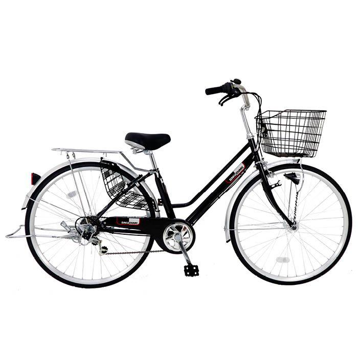 自転車 ガクチャリ ノーパンク軽快車 27インチ 6段 ブラック : ナフコ