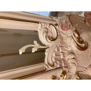 イタリア輸入 アンティーク調 ロココ調 天使とピンクローズ薔薇の柱