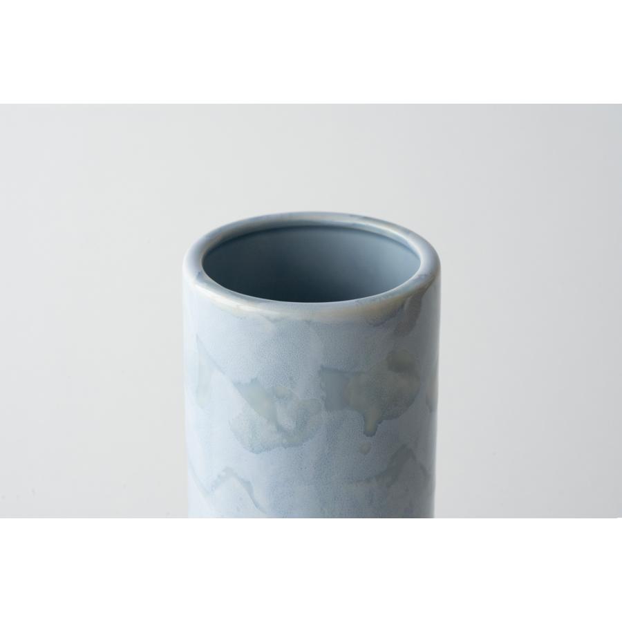 大理石 丸型花瓶 台座付き 白 灰色 マーブル模様 壺 花器 花台 投入
