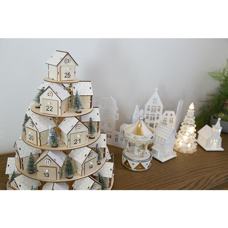 創業70年 老舗クリスマスツリー専門店 ムービングオルゴール（ホワイト