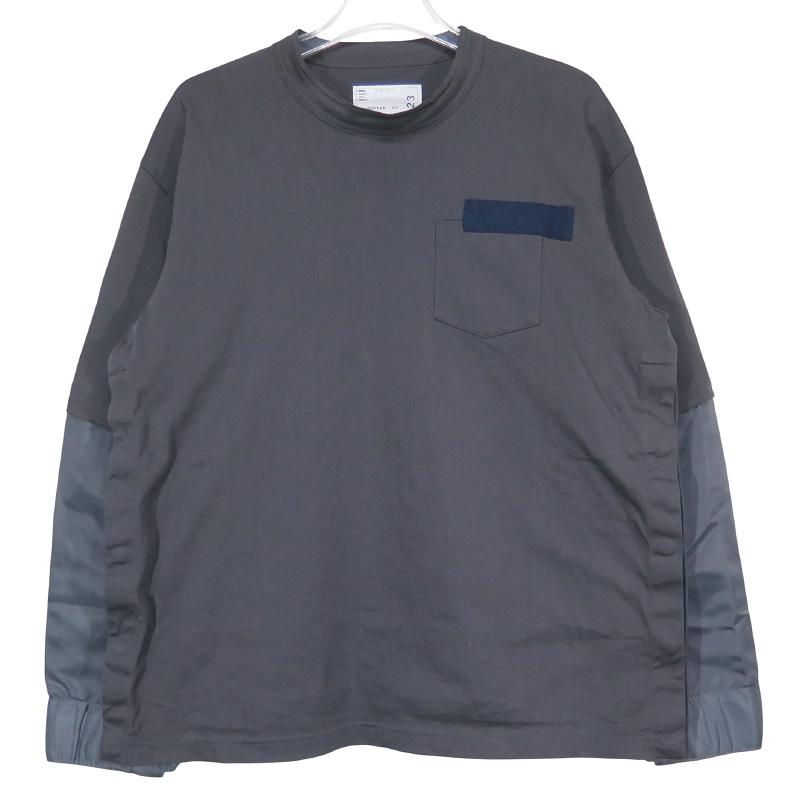 sacai MEN'S sacai サカイ NYLON TWILL & COTTON JERSEY L/S T-SHIRT
