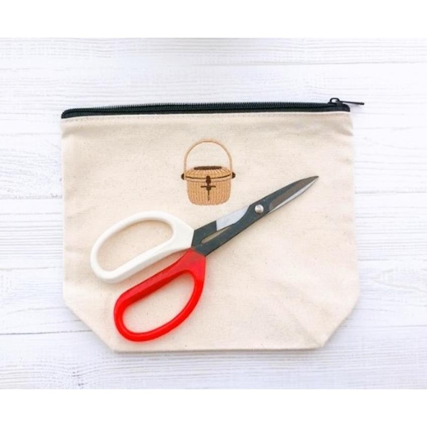 Nantucket ナンタケットバスケット刺繍付き ポーチ キャンバスコットン