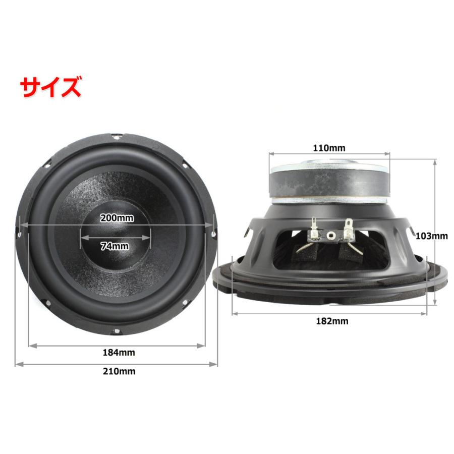 訳あり特価]樹脂コーティングノンプレスコーンウーハーユニット8インチ