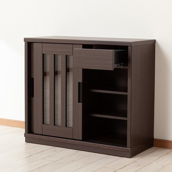 ニトリ（NITORI） サイドボード(アカツキ 90 DBR) キャビネット ミドル