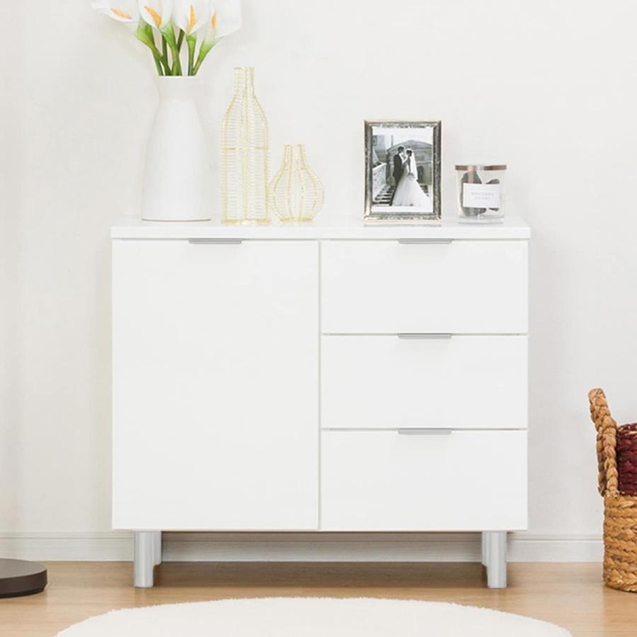 ニトリ（NITORI） サイドボード(エトナ80SBR WH/SI) リビング収納