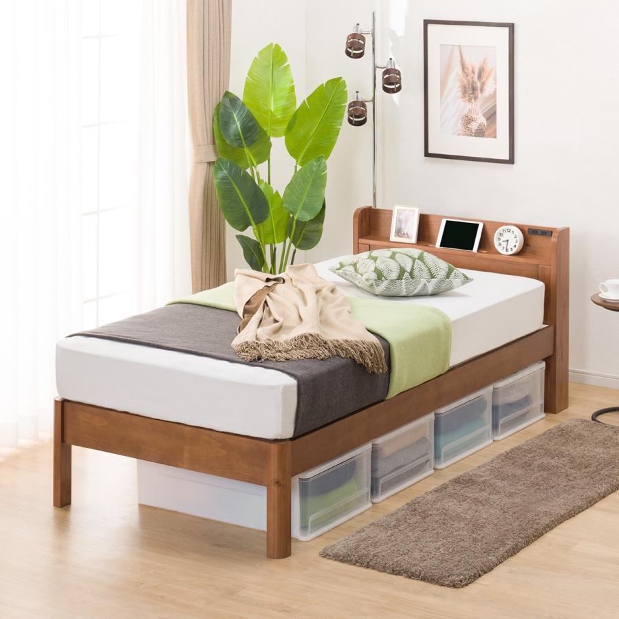 ニトリ（NITORI） ベッド シングル 頑丈こぼれ止め棚付きベッド