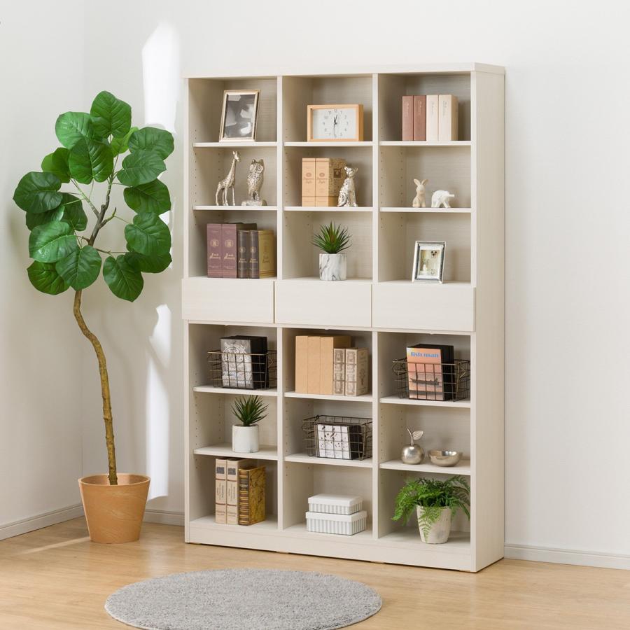 ニトリ（NITORI） オープン本棚(120 BS008 WW) 引き出し付き 書棚