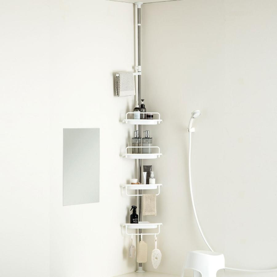 ニトリ（NITORI） ステンレスつっぱりコーナーラック4段 : ニトリ