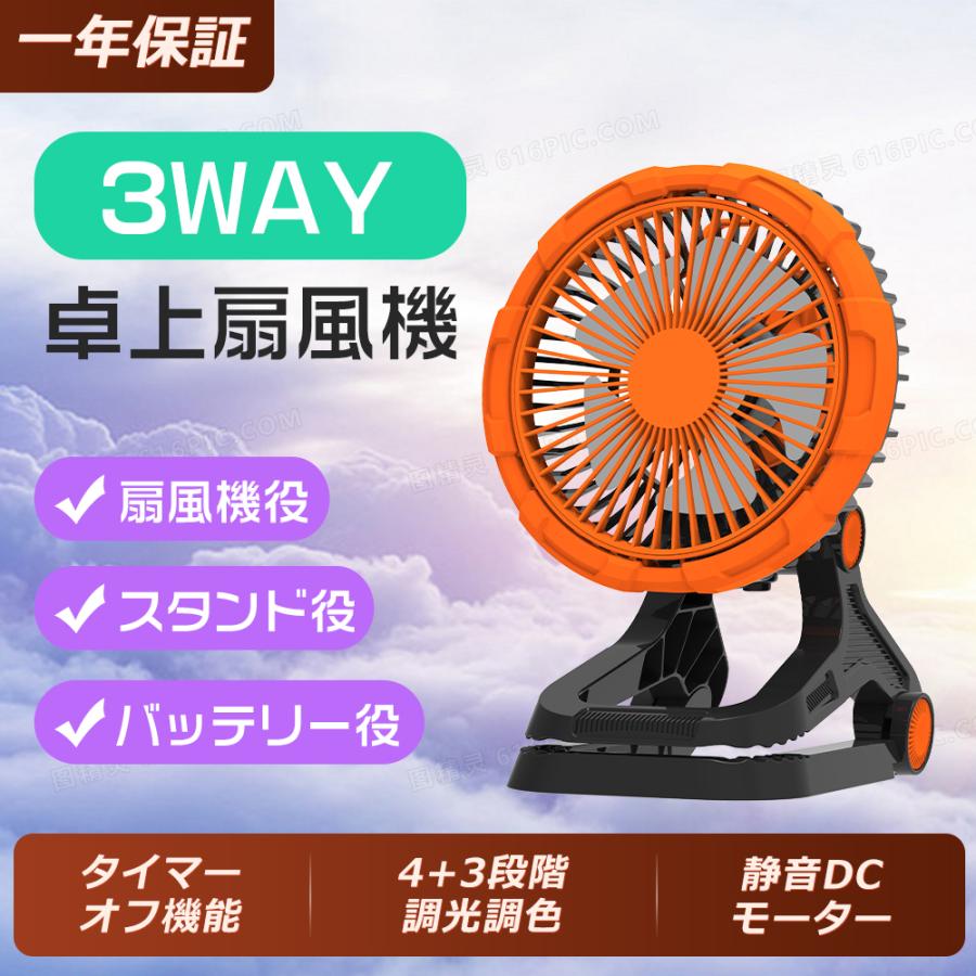 車中泊用扇風機】携帯扇風機 DCモーター 卓上 小型 節電 4+3段階調光調