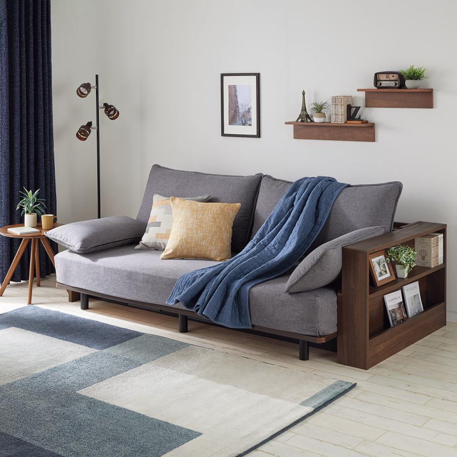 ニトリ（NITORI） 3Way ベッドソファセット＋サイドラック付き(B2 MGY