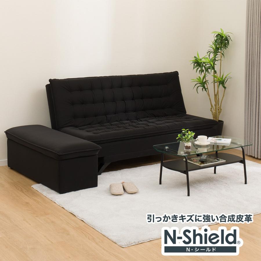 ニトリ（NITORI） 傷・汚れに強い合成皮革 3人掛けソファベッド