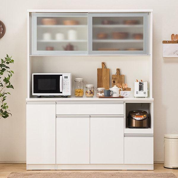 ニトリ（NITORI） 幅150cm 食器棚(レジューム 150AG-S WH/150TL-R WH