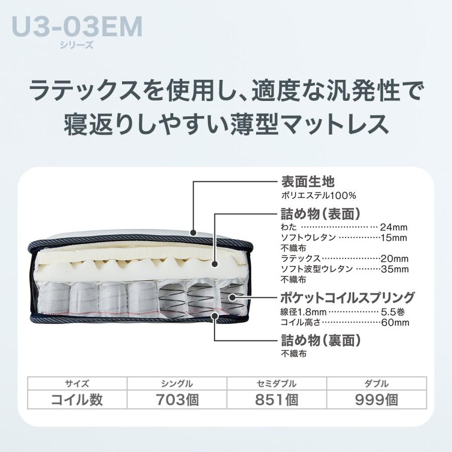 ニトリ（NITORI） マットレス シングル ポケットコイルマットレス(U3