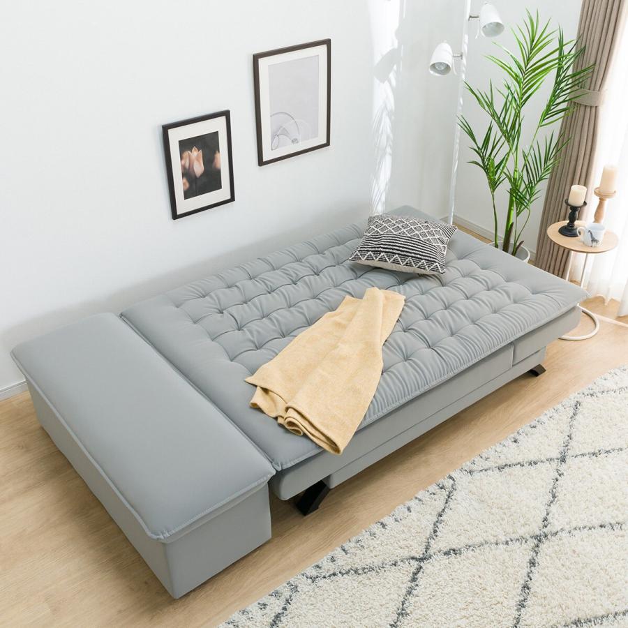 ニトリ（NITORI） 傷・汚れに強い合成皮革 3人掛けソファベッド