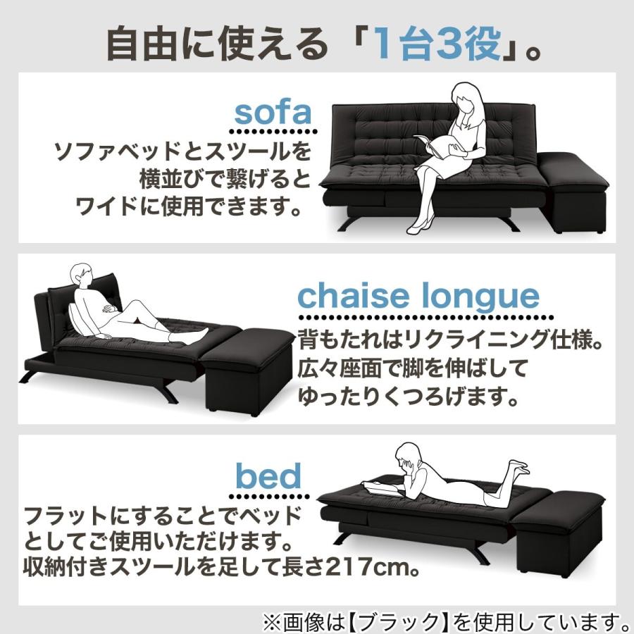 ニトリ（NITORI） 傷・汚れに強い合成皮革 3人掛けソファベッド