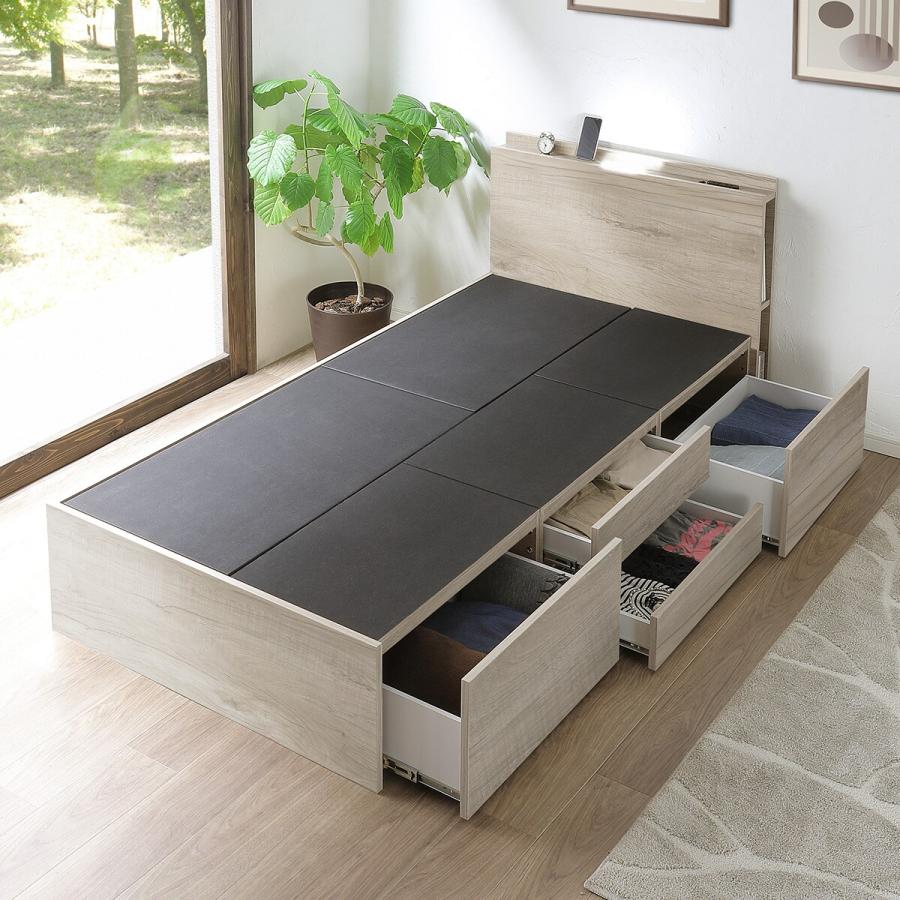 ニトリ（NITORI） ベッド チェストベッドフレーム(LGR) 収納付き