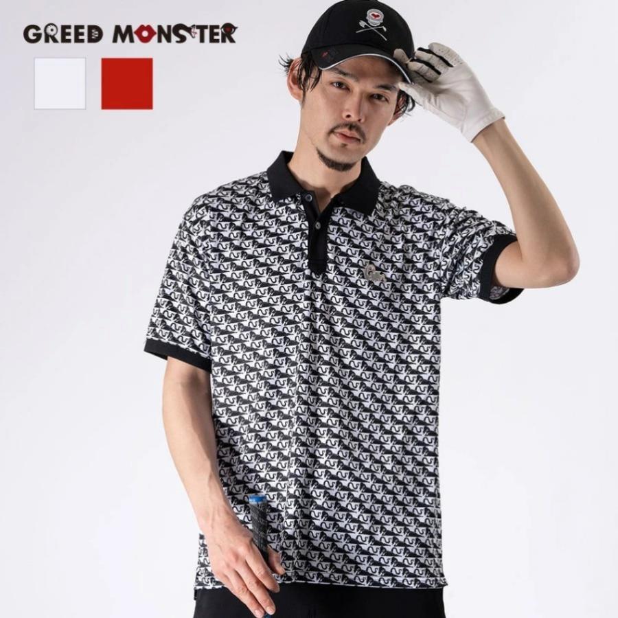 メンズ ゴルフウェア 半袖ポロシャツ トップス 速乾 半袖 総柄