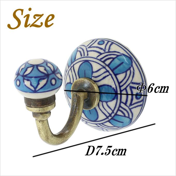 フック ラウンド 陶器 タイル 壁 アンティーク ボヘミアンタイル