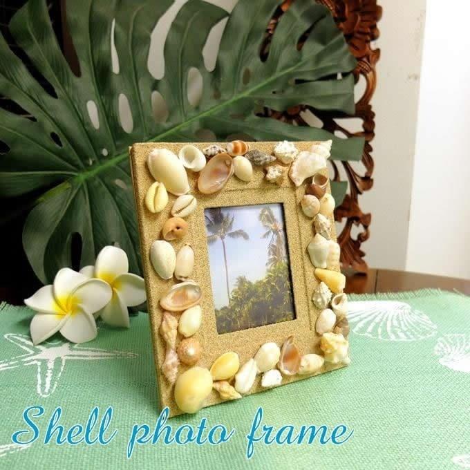 SALE/在庫処分 シェルフォトフレーム ハワイアン 写真立て 貝 砂