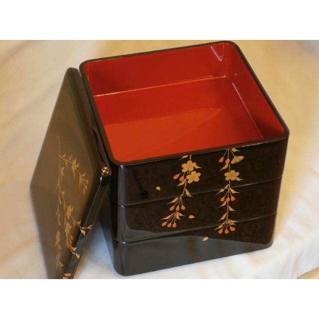 お重 和食器 越前漆器 3段重 木製 6寸 三段重箱 越前塗り 漆塗り