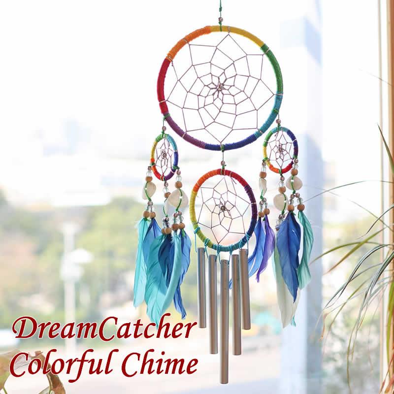 ドリームキャッチャーカラフル4連チャイム 風鈴 アジアン雑貨