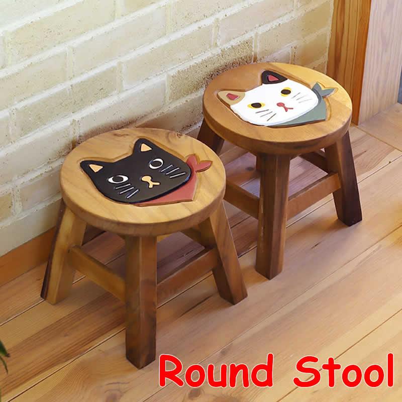 ラウンドスツール スカーフネコ ウッドスツール 木製 スツール