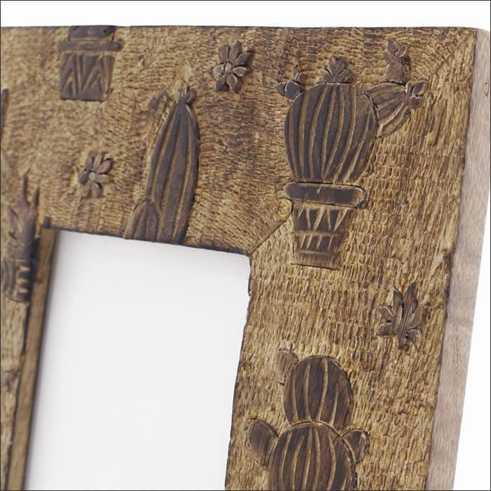 フォトフレーム アジアン雑貨 木製 木彫り 写真立て 卓上 マンゴー